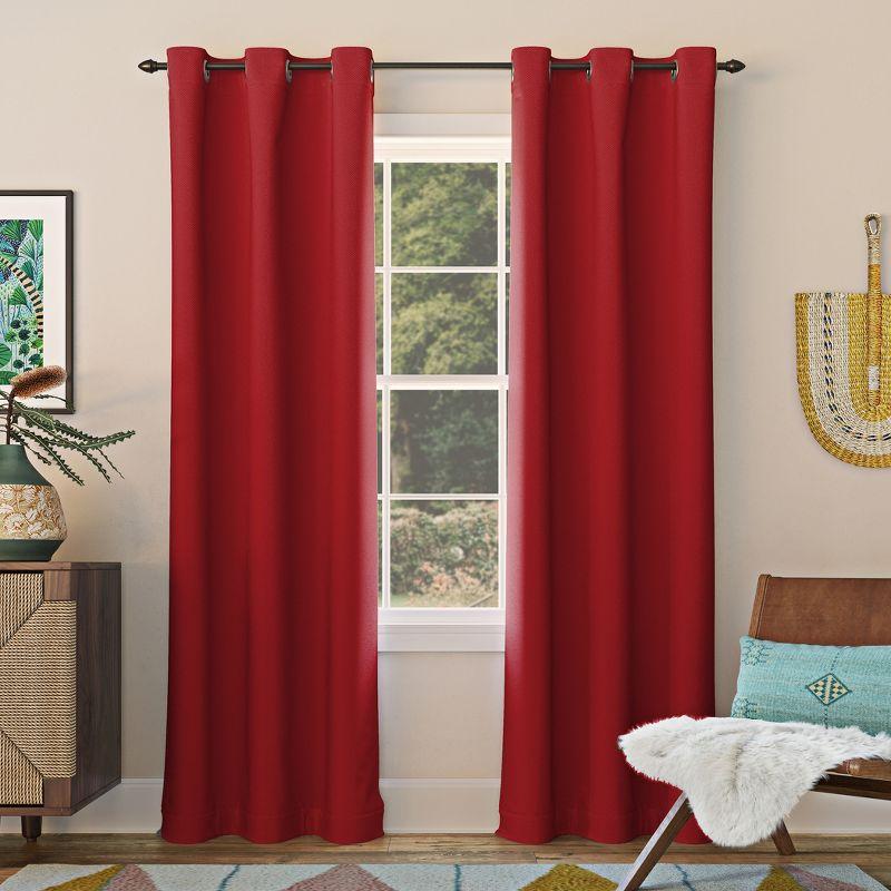 Red 63-Inch Blackout Grommet Curtain Panel