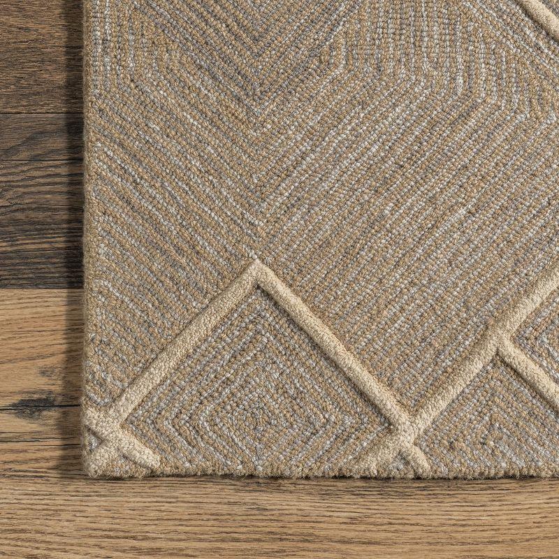 Nuloom Kassy Geometric 4x6 Wool Indoor Area Rug for Living Room Bedroom Dining Room Kitchen, Natural