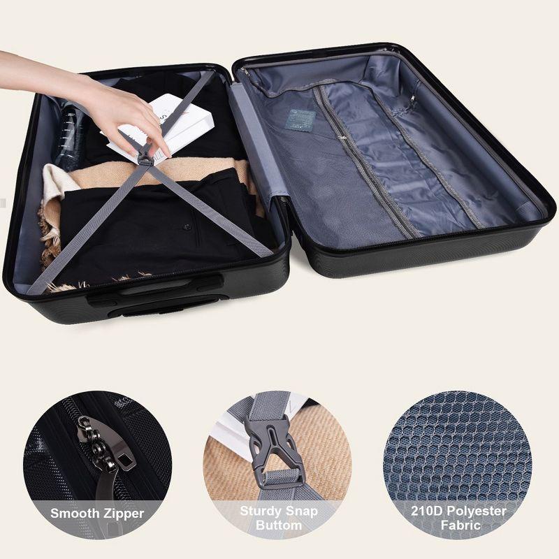 Luggage Set of 3, Suitcases with Spinner Wheels Hardside Expandable Luggage Suitcase Set with TSA Lock for Travel-Black