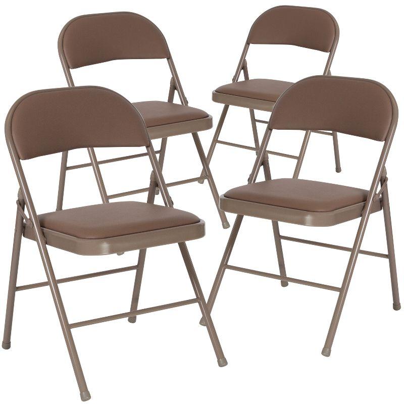 Flash Furniture 4 Pack HERCULES Series Double Braced Beige Vinyl Folding Chair