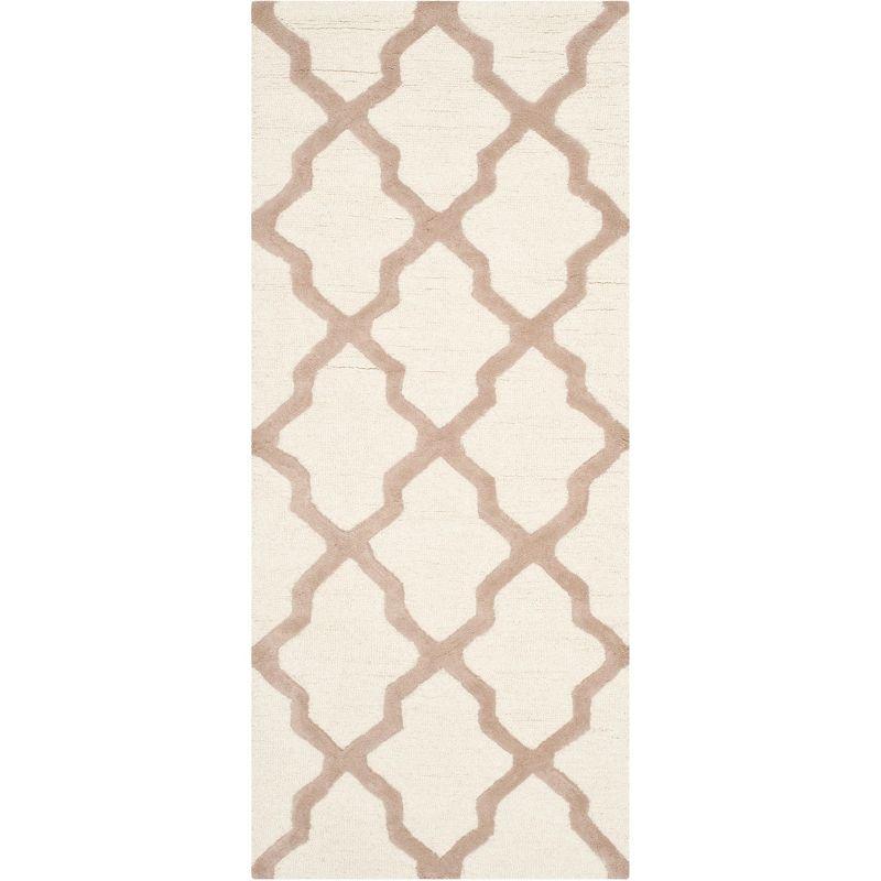 Ivory and Beige Hand-Tufted Wool Area Rug, 30" x 16"