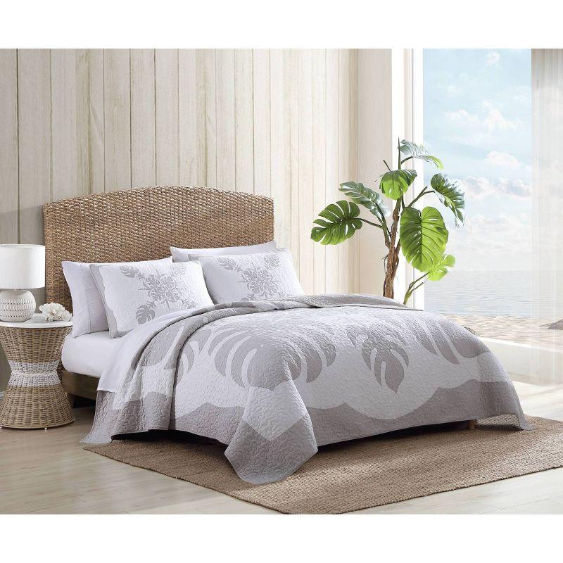 Molokai Gray Reversible Cotton King Quilt Set