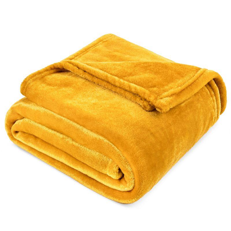 Mustard Yellow Queen Size Fleece Blanket for Bed