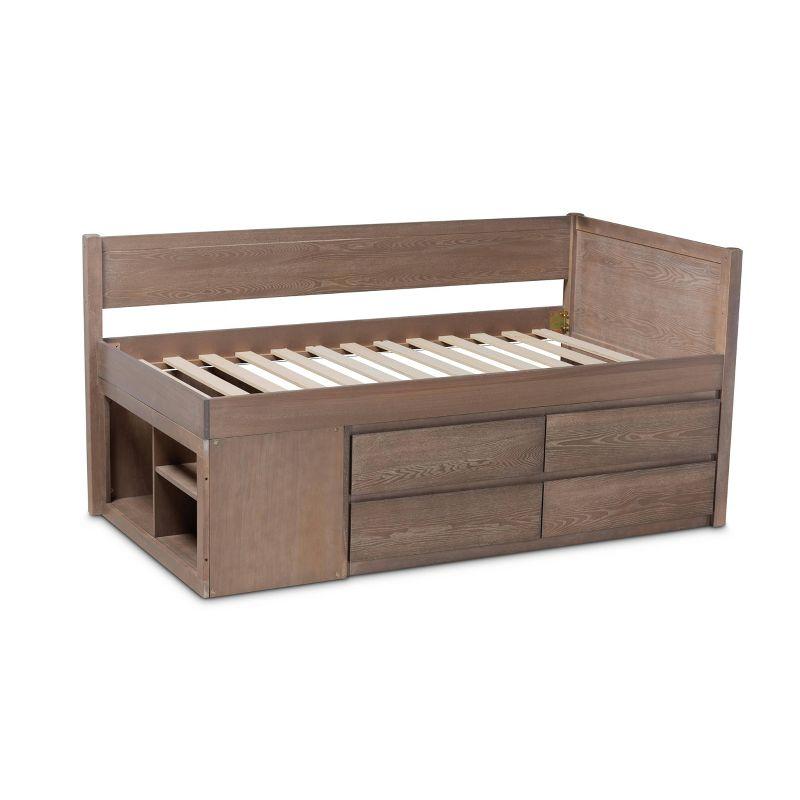 Twin 4 Drawer Levon Wood Storage Bed Antique Oak - Baxton Studio: MDF Frame, No Box Spring Needed