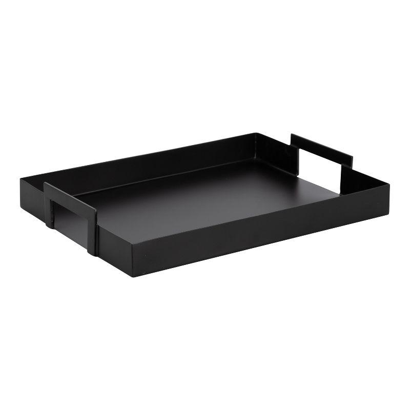 Sleek Black Metal Rectangular Serving Tray with Handles