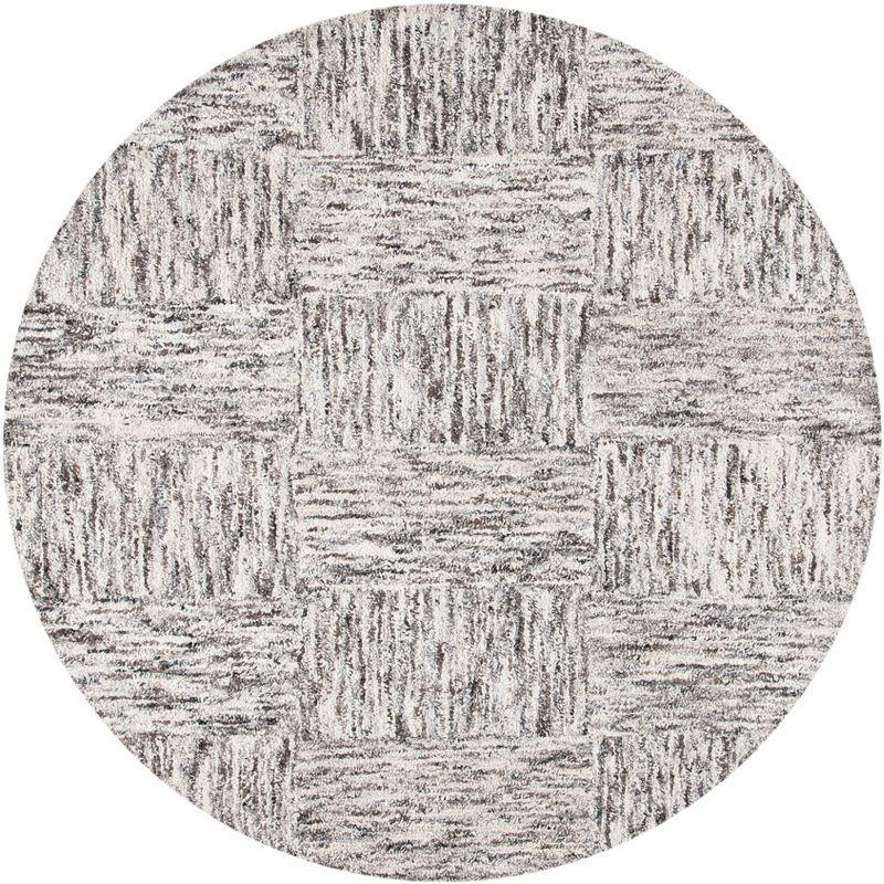Abstract ABT601 Hand Tufted Area Rug - Ivory/Charcoal - 6' Round - Safavieh .