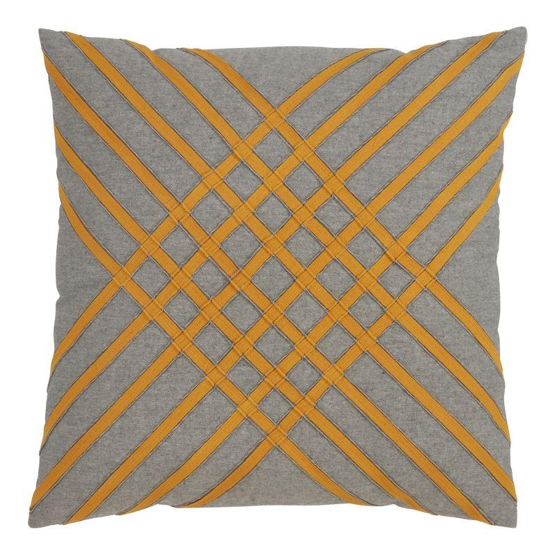 Saro Moutarde Appliqued Down Throw Pillow