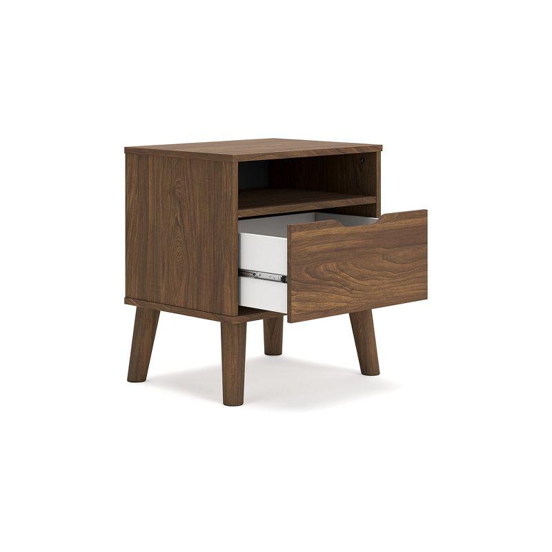 Auburn Brown 1-Drawer Mid-Century Modern Nightstand