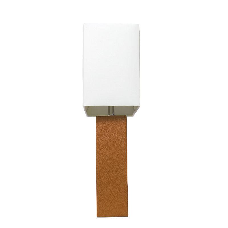 Leather Table Lamp with Fabric Shade Tan/Brown - Elegant Designs