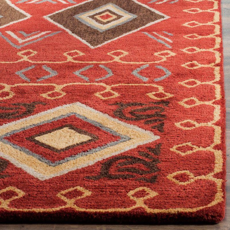 Handmade Red Wool Tufted Rectangular Area Rug 3' x 5'