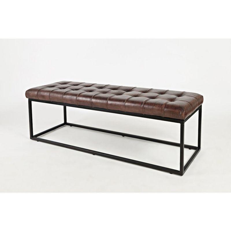 Global Archive 55" Genuine Distressed Leather Ottoman Bench