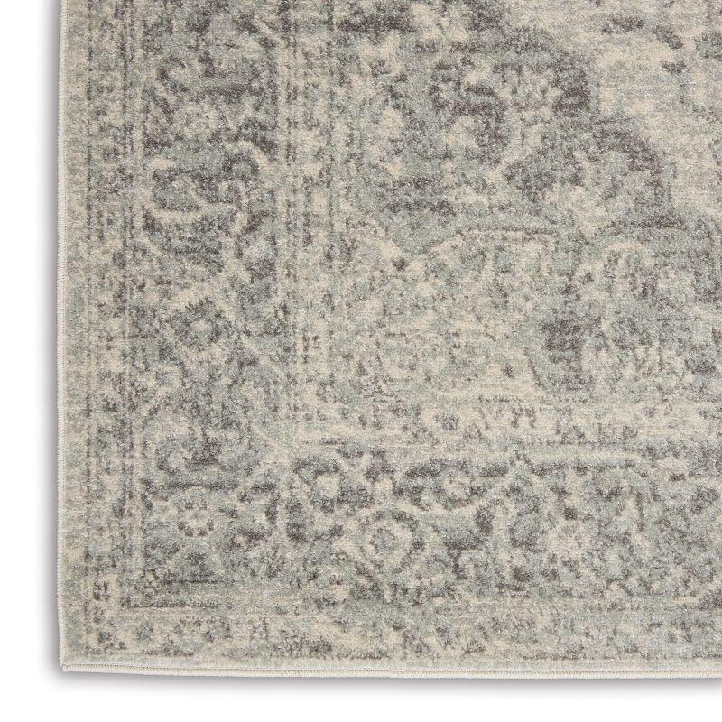 Ivory and Grey Synthetic Rectangular 4' x 6' Area Rug