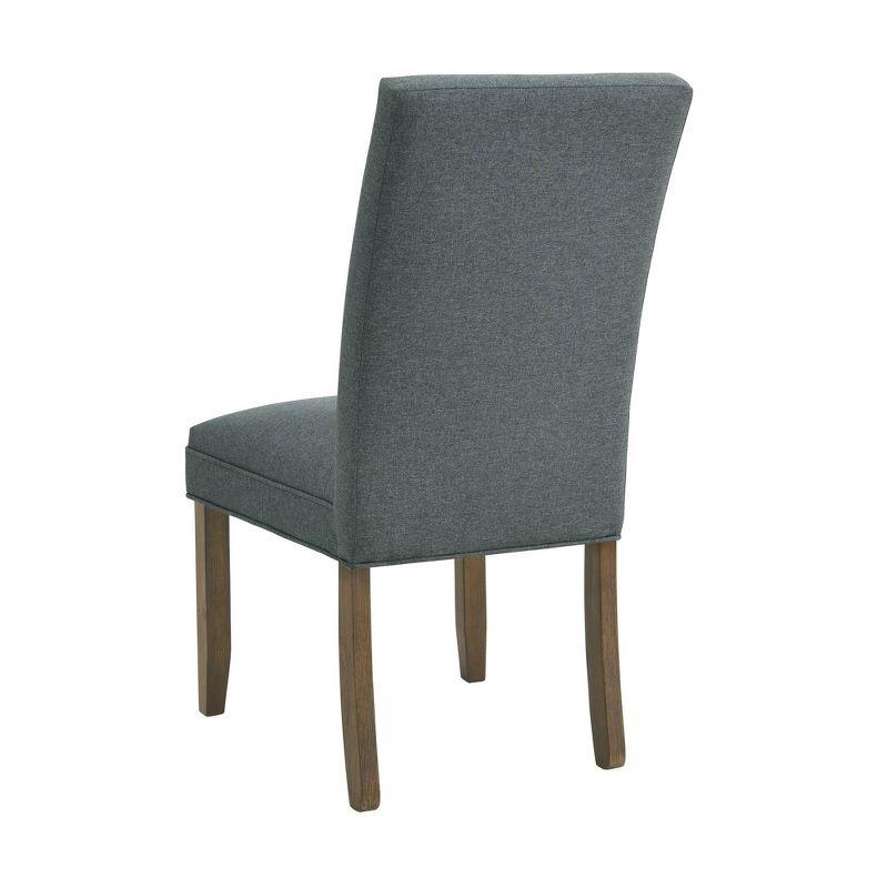 Gray Linen Upholstered Parsons Side Chair with Wood Legs