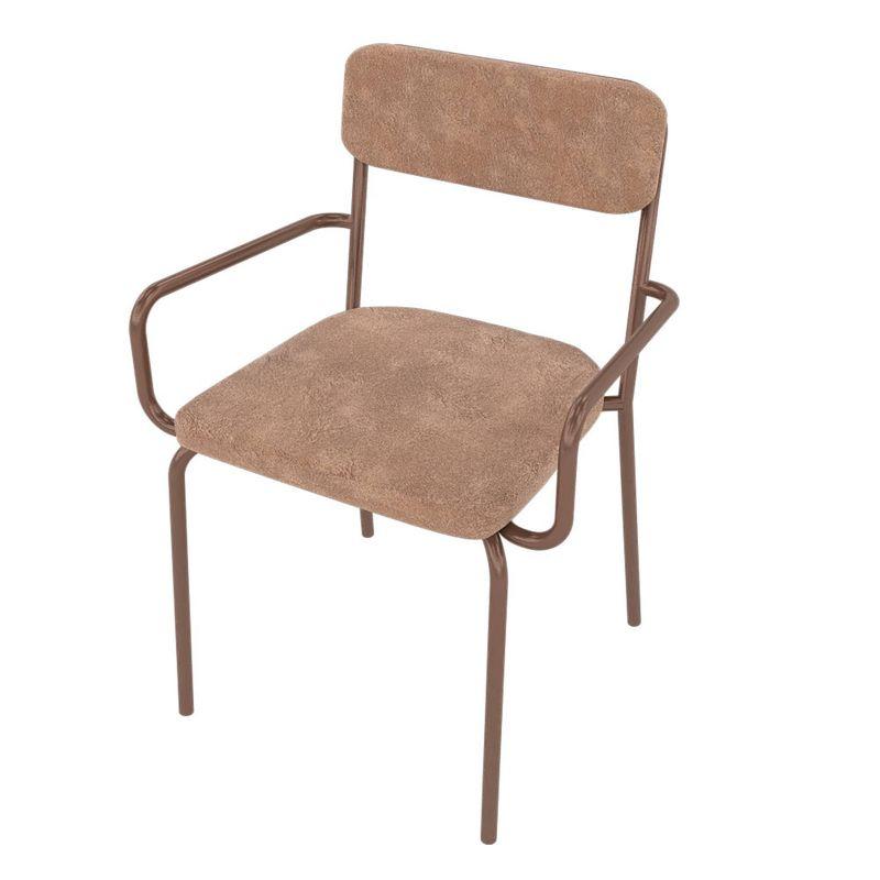 Corten Brown High-Back Faux Leather Armchair with Metal Frame