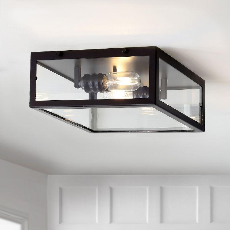 Grayson 12" Oil Rubbed Bronze and Clear Glass LED Flush Mount