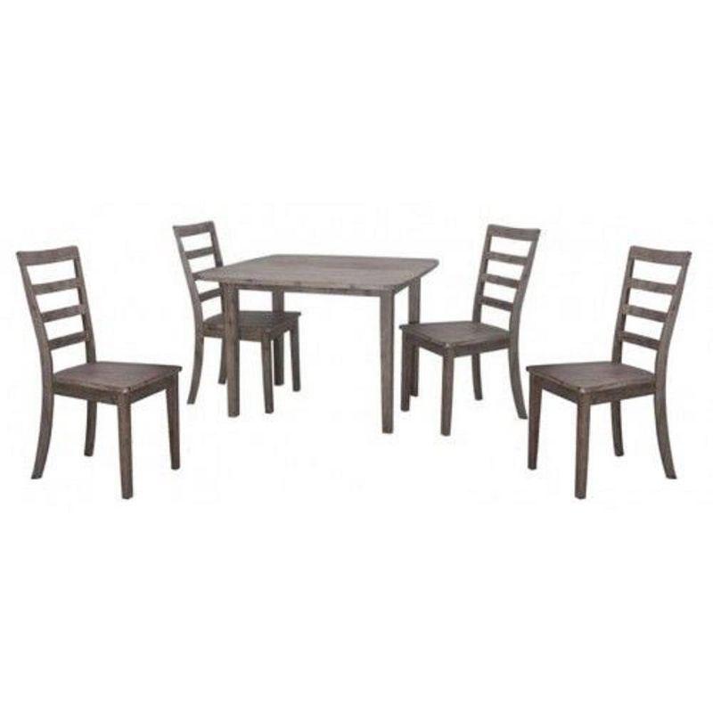 5pc Boulder Dining Set Barnwood Wire Brush - Boraam: Rubberwood Construction, Farmhouse Style, Seats 4