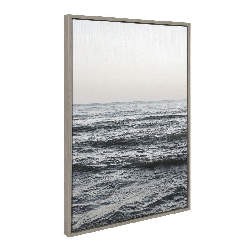 Kate and Laurel Sylvie Calm Ocean Vibes Framed Canvas by Vidal Hernandez, 23x33, Gray