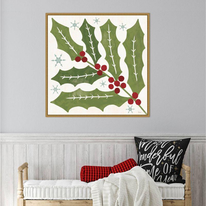 Gold Framed Botanical Holiday Canvas Print, 30" x 30"