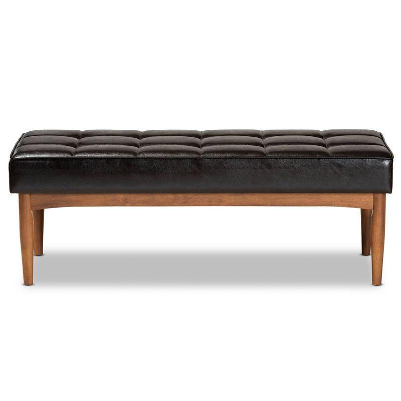 Sanford 47" Walnut Brown Faux Leather Dining Bench