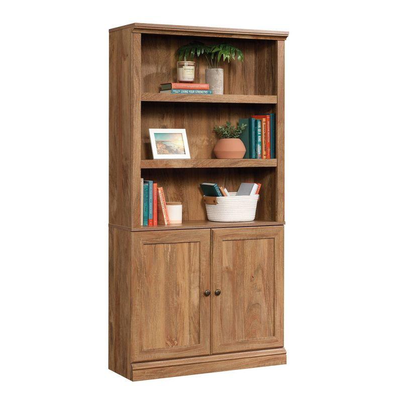 70" 5 Shelf Bookcase with Doors Yellow - Sauder: Sindoori Mango, Vertical Storage