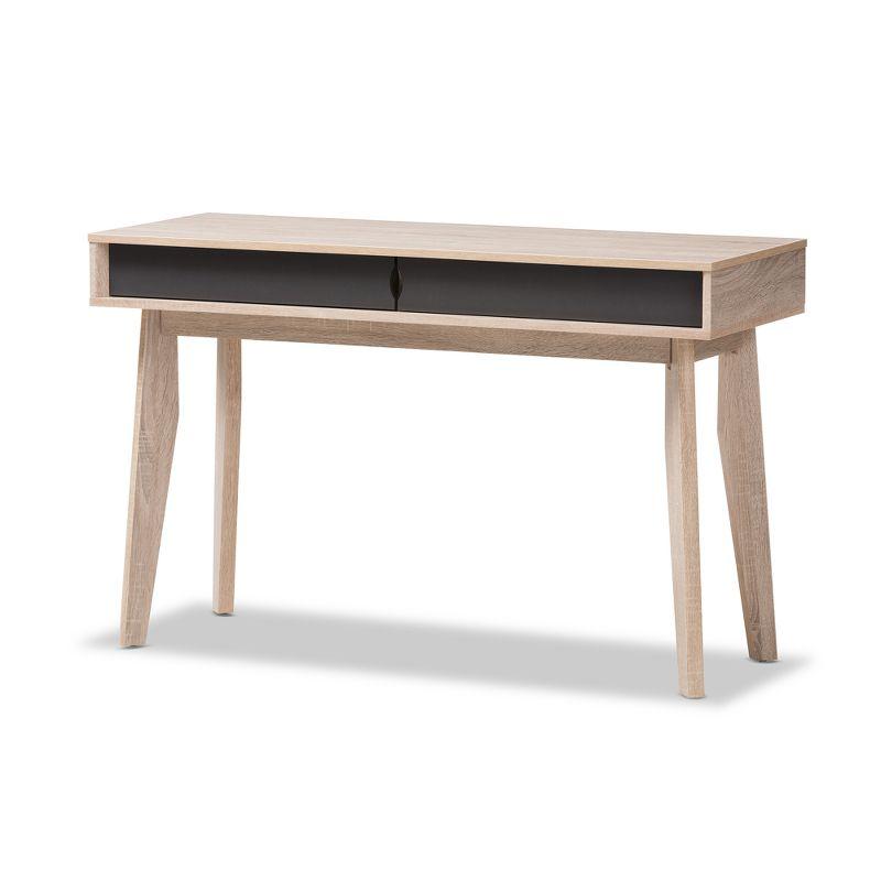 Scandinavian-Inspired Oak and Grey 2-Drawer Study Desk