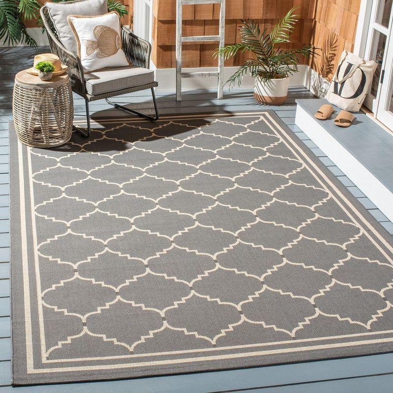 Elegant Grey and Beige Synthetic 8' x 11' Indoor/Outdoor Rug