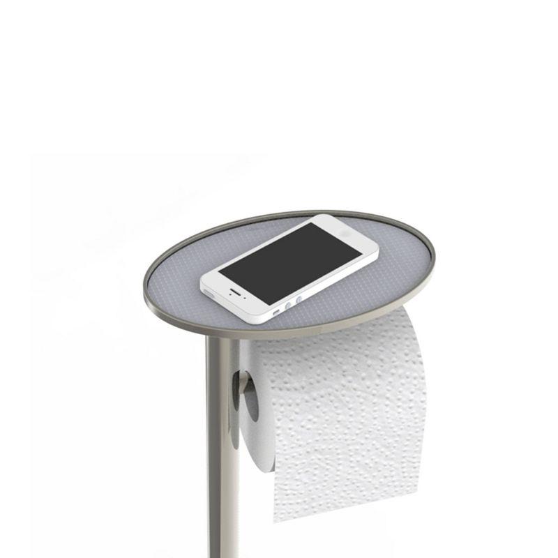 Ovo Multi Functional Toilet Caddy with Toilet Tissue Roll Reserve and Multi Use Tray Chrome - Better Living Products