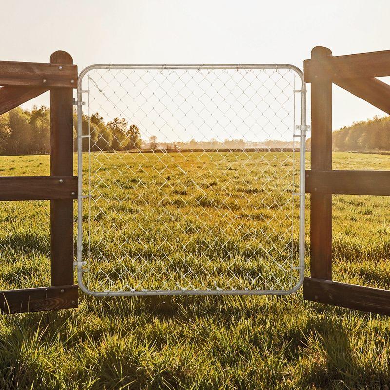 Adjust-A-Gate Fit-Right Chain Link Fence Walk-Through Gate Kit, Metal Fencing Gate with Round Corner Frame