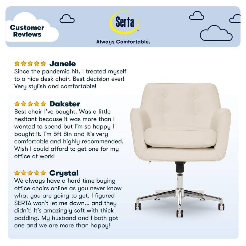 Style Ashland Home Office Chair Sweet Cream - Serta: Mid-Century, Tufted, Adjustable