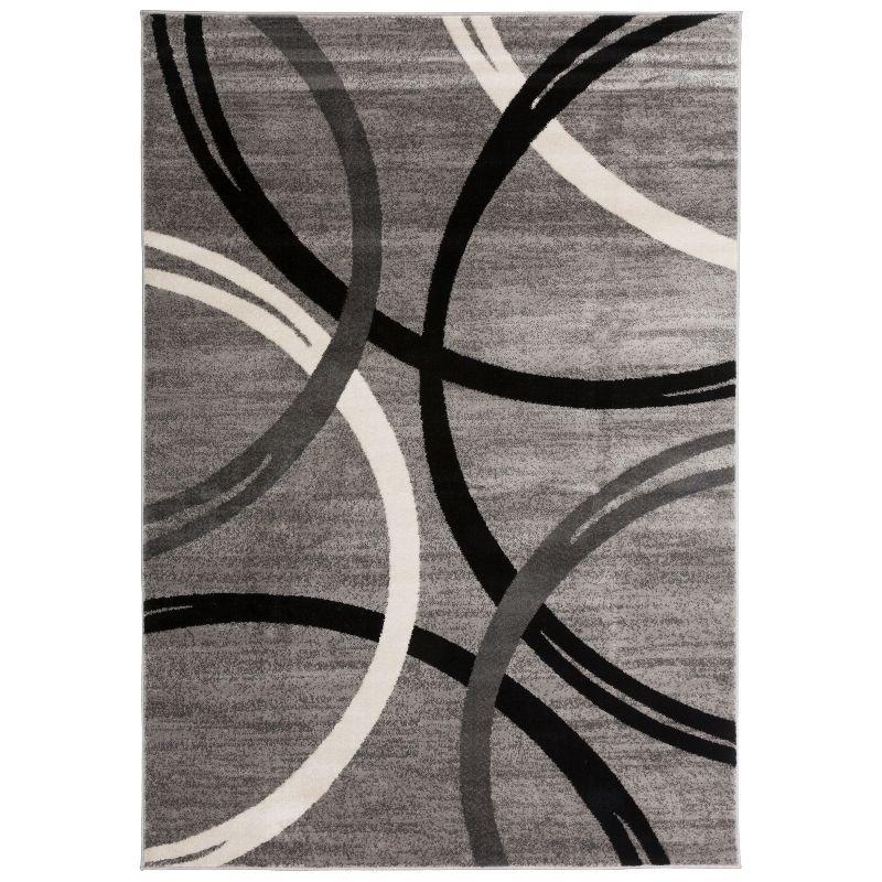 Modern Elegance 5' x 7' Gray Abstract Synthetic Area Rug