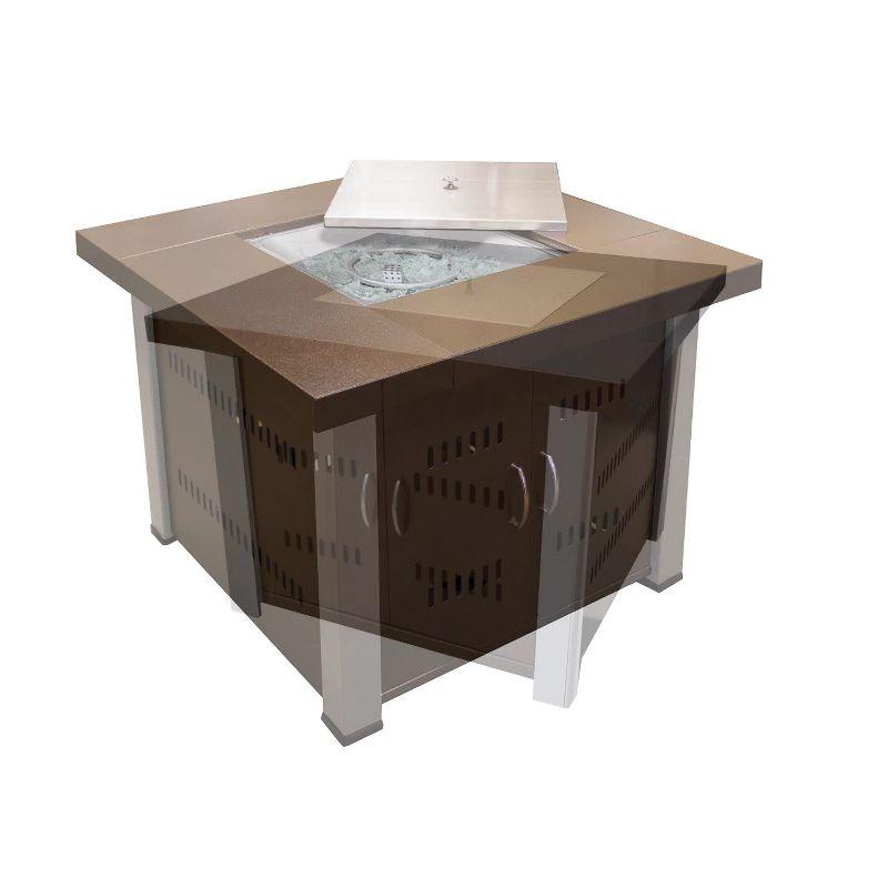 Outdoor Fire Pit in Hammered Bronze & Stainless Steel - AZ Patio Heaters: CSA Approved, 40,000 BTU, Includes Cover