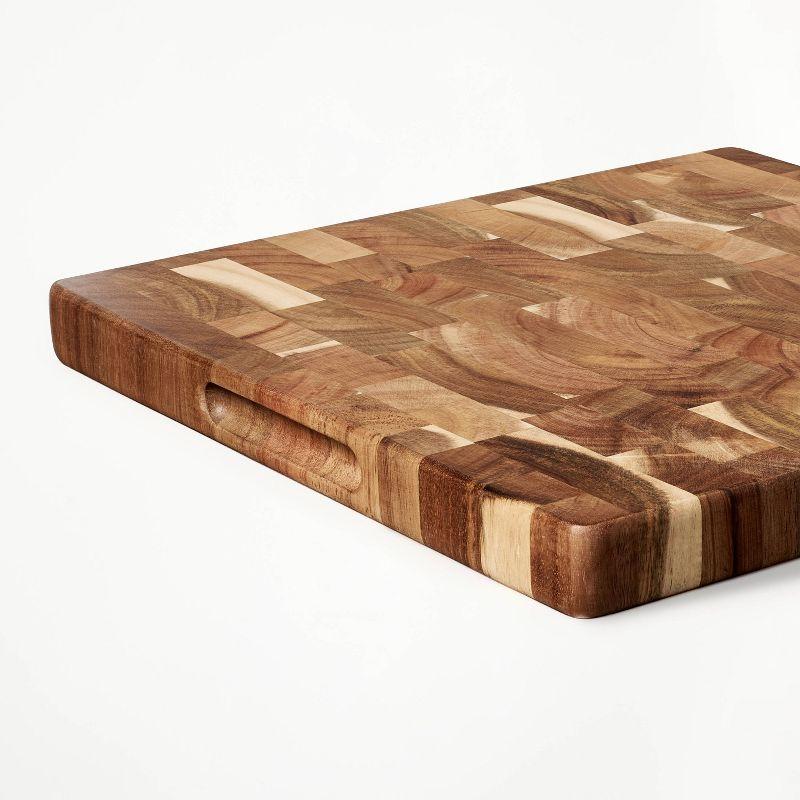 14"x14" End Grain Acacia Wood Butcher Block Cutting Board