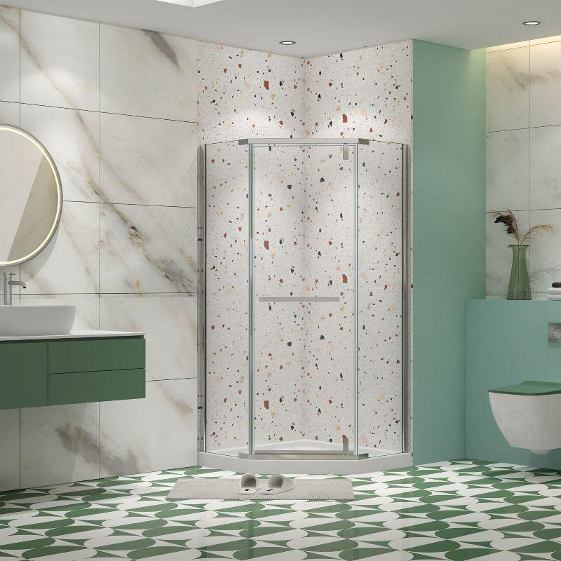 34.75"W x 72"H Swivel Shower Door with 1/4’ Tempered Glass, Frameless Shower Enclosure