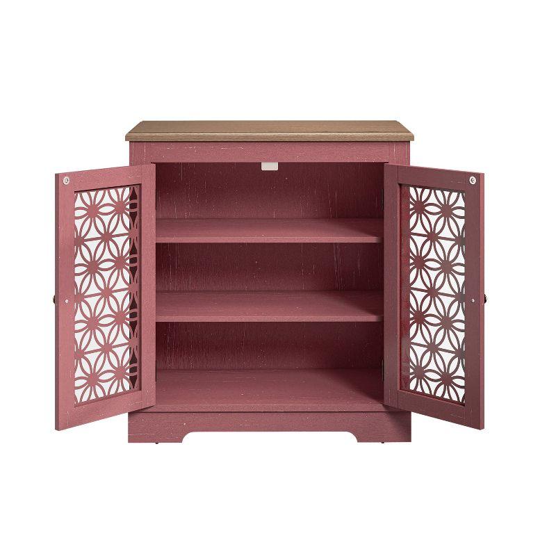 30" Storage Sideboard Buffet Cabinet Red: Home Essentials, Bohemian Style, Adjustable Shelves, Tempered Glass Door