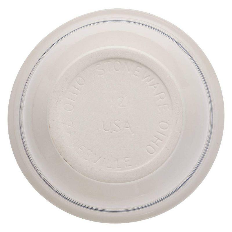Ohio Stoneware Dominion Mixing Bowl, Stoneware with Food Safe Glaze, Tan with Blue Stripe, 12 inches