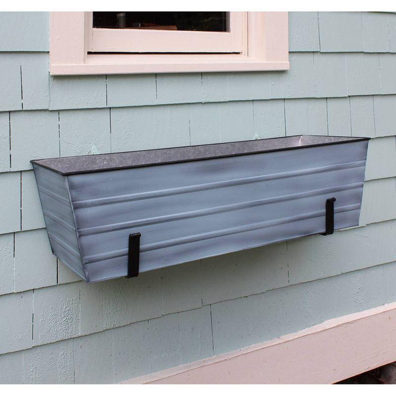 ACHLA Designs Galvanized With Wall Brackets Rectangular Steel Planter Boxes