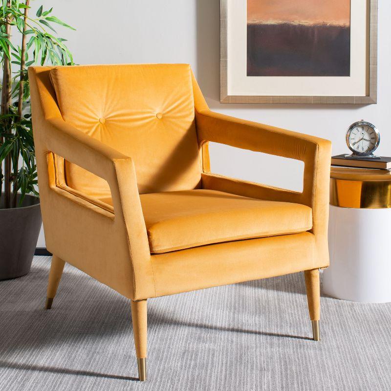 Marigold Velvet Transitional Accent Chair with Gold Leg Caps