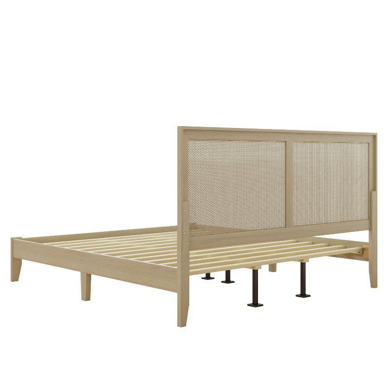 Christopher Knight Home Eudoca Rubber Wood Platform Bed with Rattan Woven Headboard, Natural, King