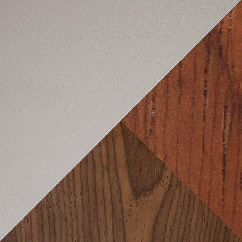 Set of 2 Gianna Upholstered Counter Height Barstools Light Gray/Walnut - Lumisource: Swivel, Wood Legs, Faux Leather