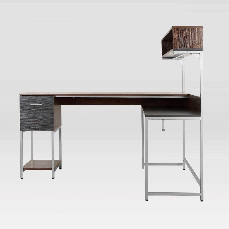 L Shape Desk with Hutch and Storage - Techni Mobili