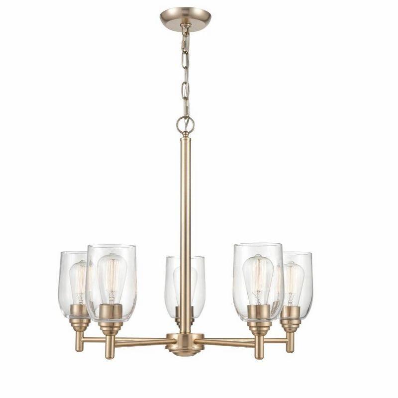 Arlett Modern Gold 5-Light Chandelier with Clear Glass Shades