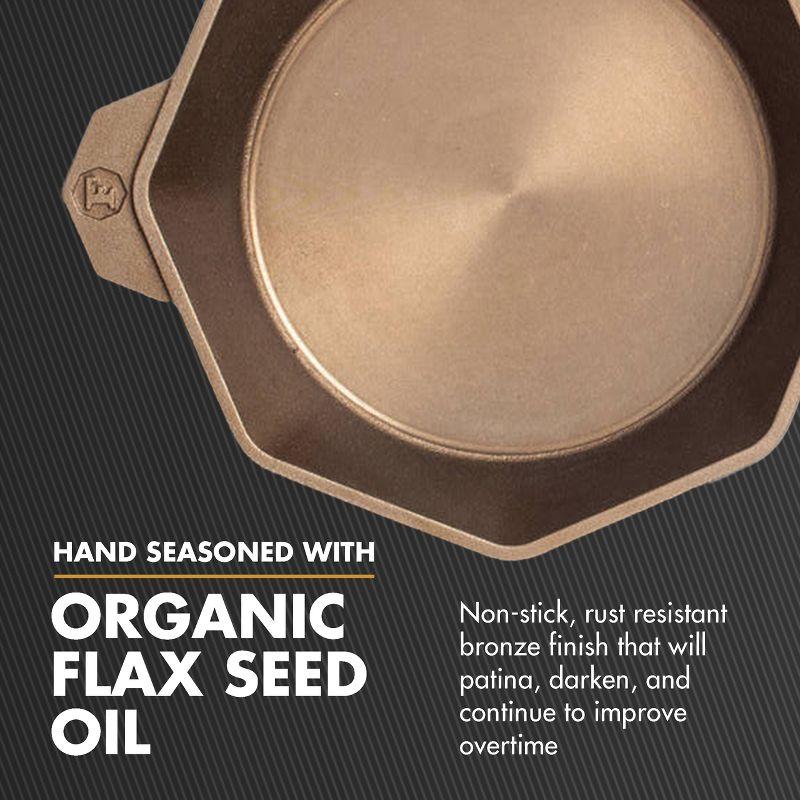 FINEX Cast Iron Skillet with Lid, Modern Heirloom, Handcrafted in The USA, Pre-Seasoned with Organic Flaxseed Oil