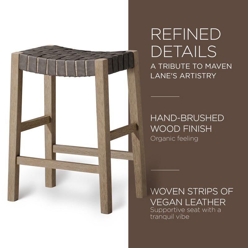 Maven Lane Emerson Kitchen Stool with Vegan Leather Upholstery