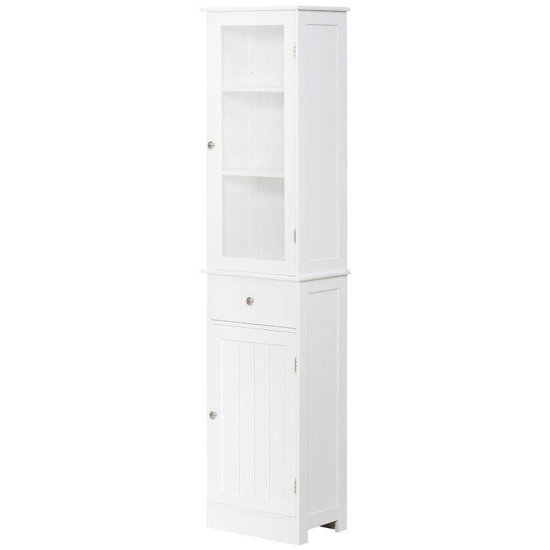 Slim Tower White Storage Cabinet with Anti-Toppling Design