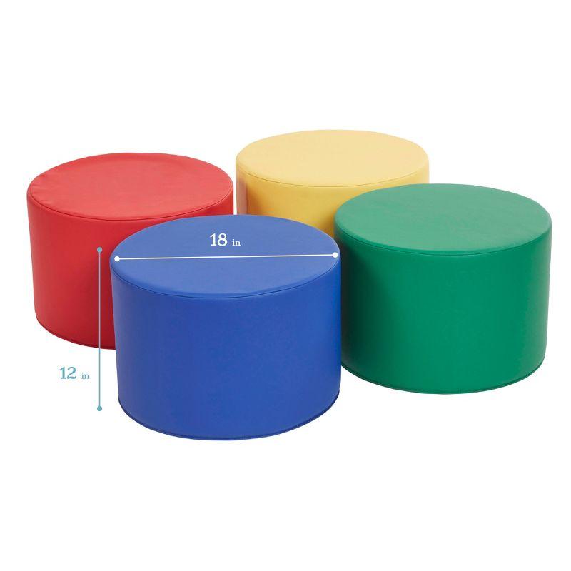 ECR4Kids SoftZone Foam Ottoman Set, Round, Flexible Seating, 4-Piece (Set of 4)