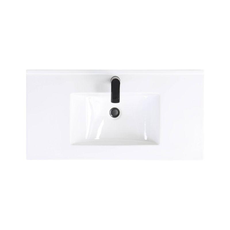 36" Scarsdale Bathroom Vanity Sink White - Manhattan Comfort: Ceramic Surface, Wood Frame, Single Basin