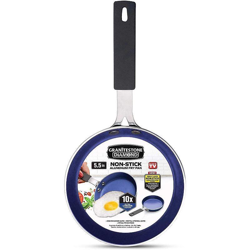 Granitestone Blue 5.5'' Nonstick Egg Pan with Rubber Grip Handle