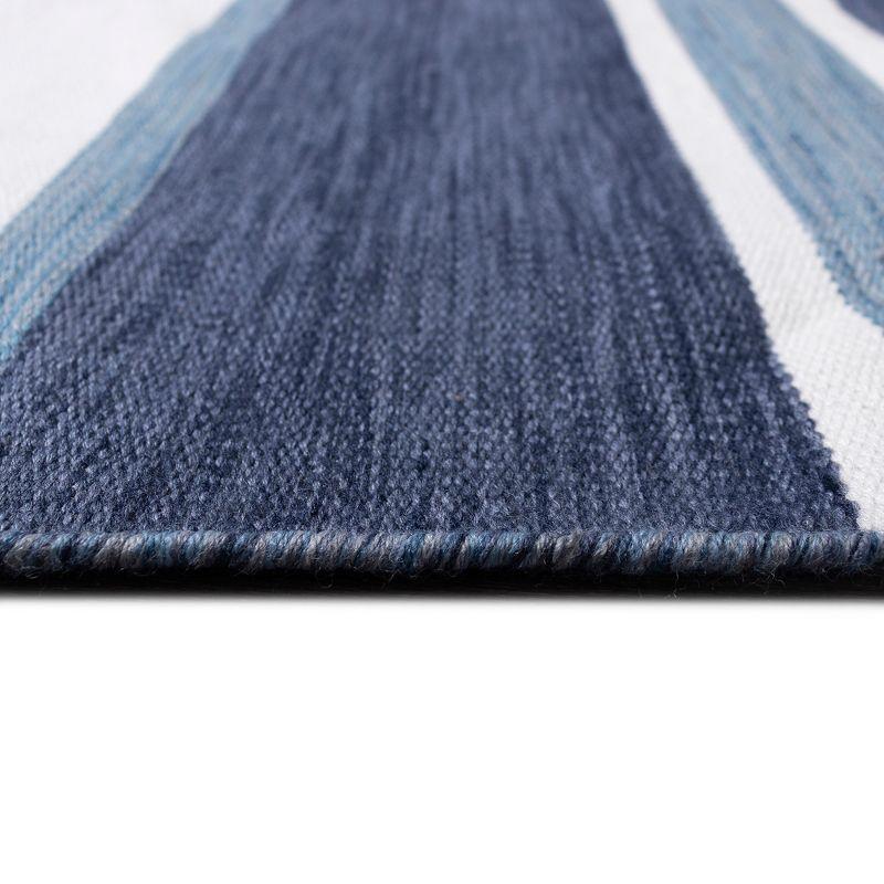 Handmade Reversible Flatweave Synthetic Rug 6' x 9' in Blue Stripe