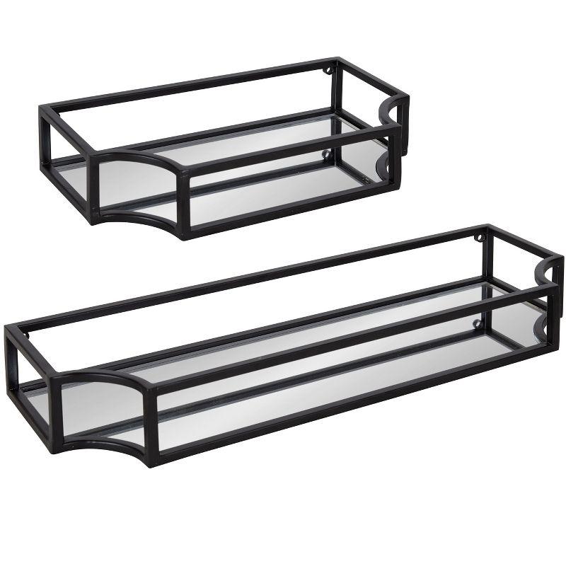 Kate and Laurel Ciel Scalloped Metal Floating Shelf, 2 Piece, Black