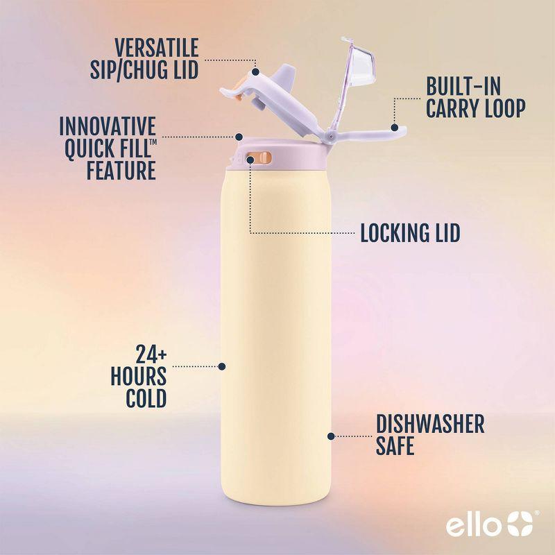 Ello Pop and Fill 22oz Stainless Steel Water Bottle Peach